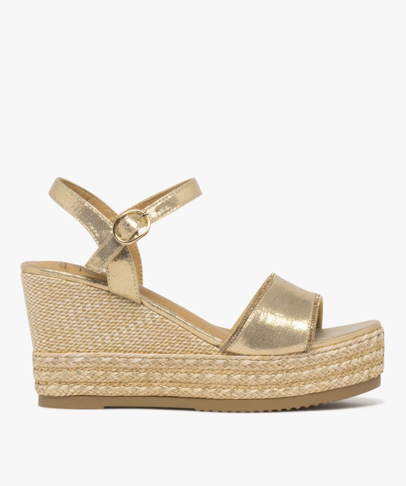 Sandales à talon compensé en corde brillantes femme